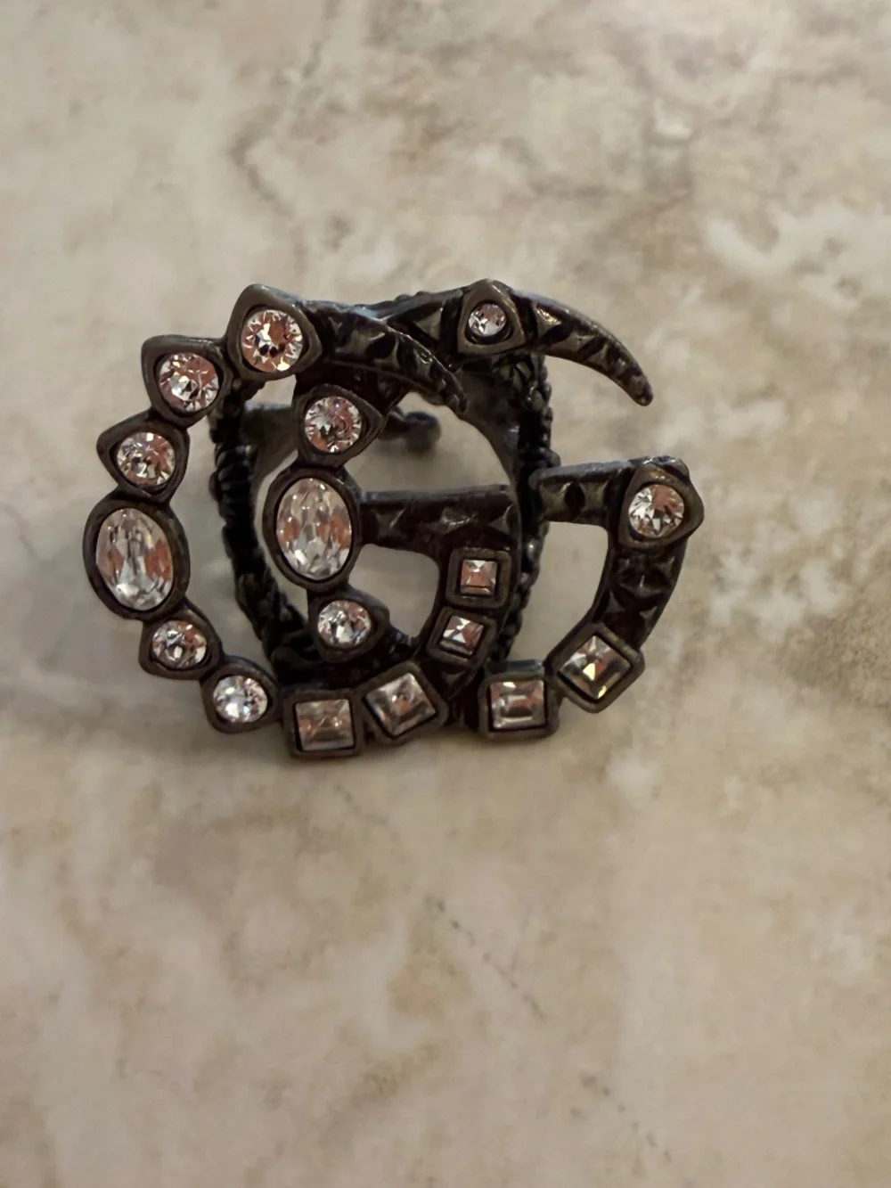 Gucci Crystal Double G Ring
